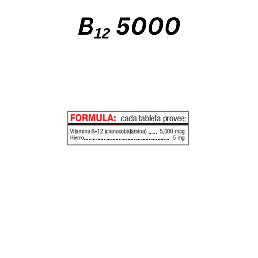Vitamina B12-5000 Con Hierro 60 Tab