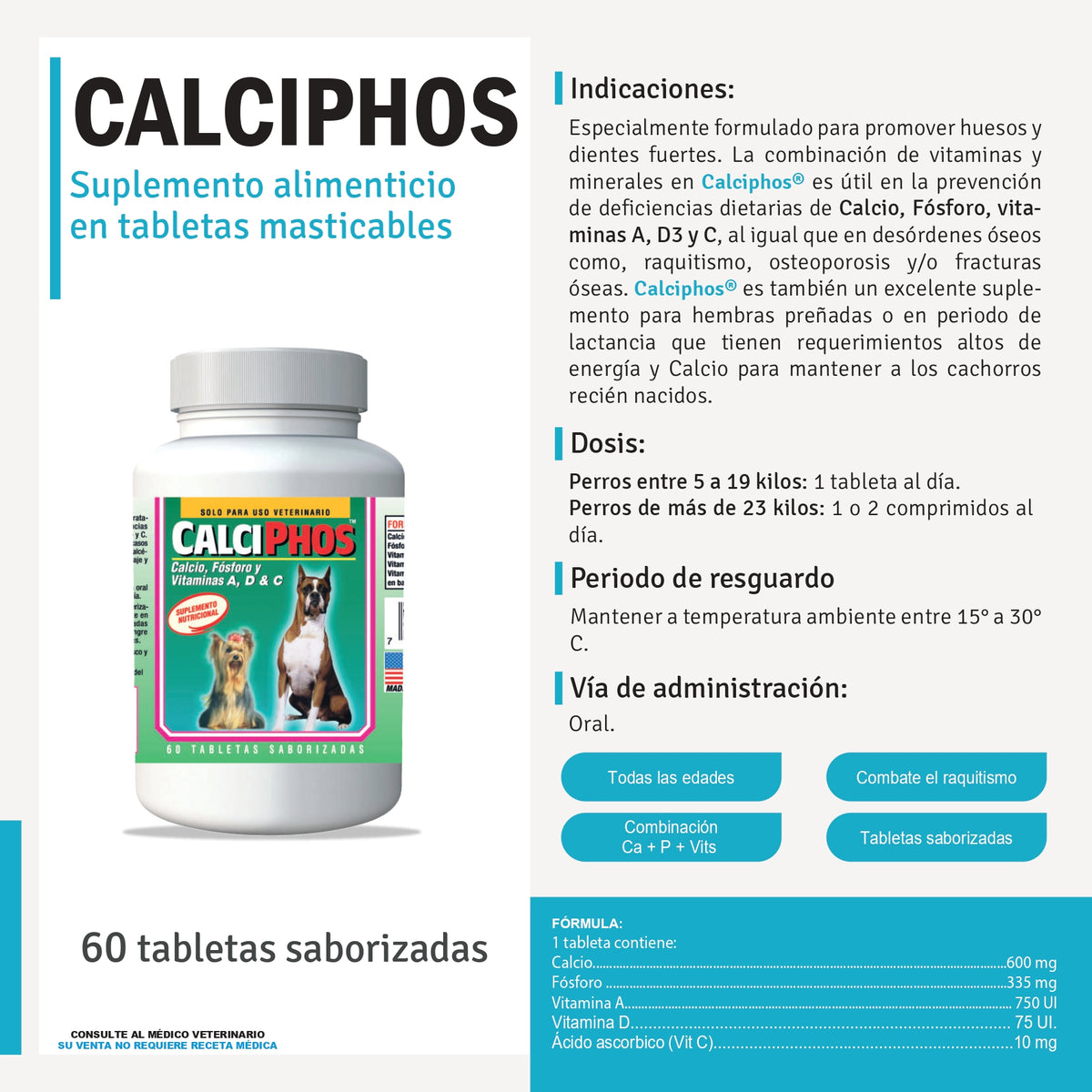 Calciphos Calciphos 60 Tab – Veterinaria Interpharma Perú